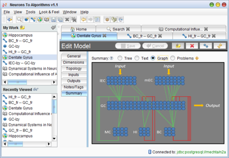 Neurons to Algorithms neural circuit model development platform